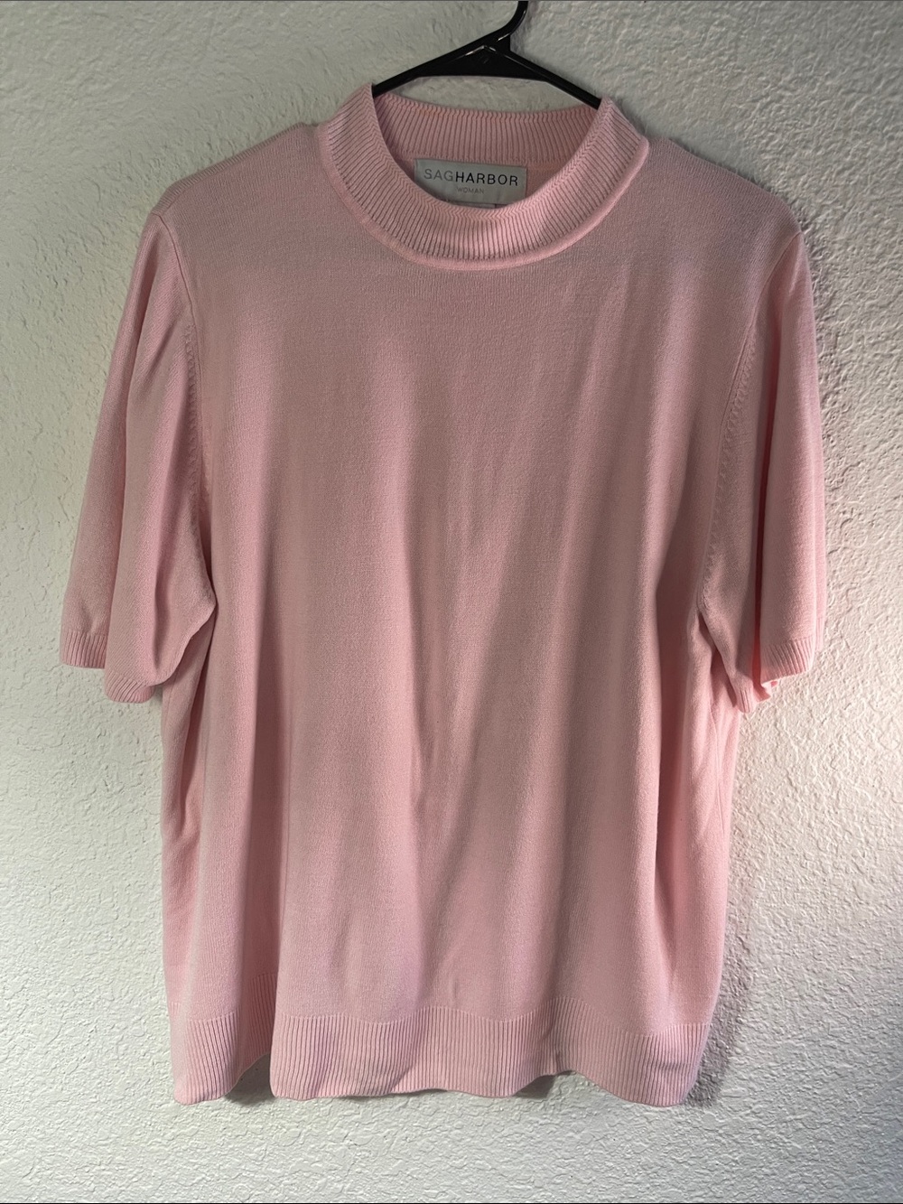 Sag Harbor women Short-Sleeve Knit Polo in Pale Pink